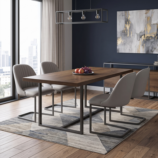‘Ivy’ Pale Grey Faux Leather Cantilever Dining Chairs - Set of 4 Furniture Village
