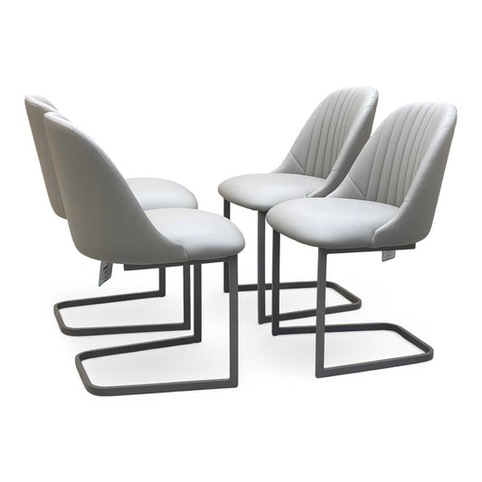 ‘Ivy’ Pale Grey Faux Leather Cantilever Dining Chairs - Set of 4 Furniture Village