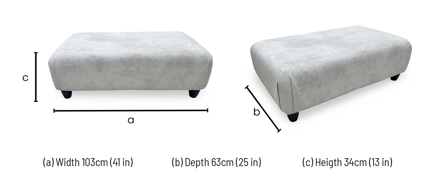 'Farrah' Riga Grey - Zena Silver DW Fabric Footstool Furniture Village