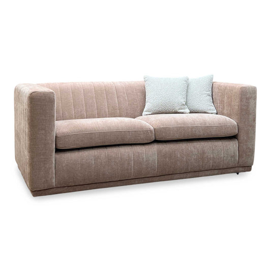 ‘Astoria’ Vintage Coral Sands Pink Chenille Fabric 3 Seater Sofa Sofology