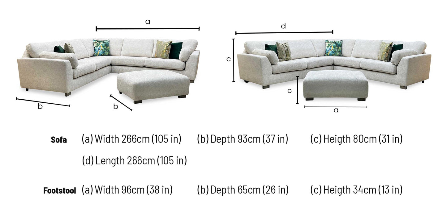 ‘Essie’ Cream Woven Fabric 2 Corner 2 Sofa + Banquette Footstool DFS
