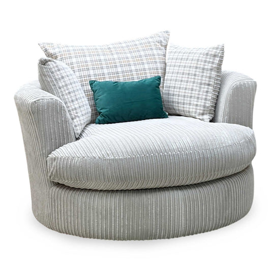 'Celine' Mink and Mocha Celine Cord Fabric Large Swivel Chair DFS