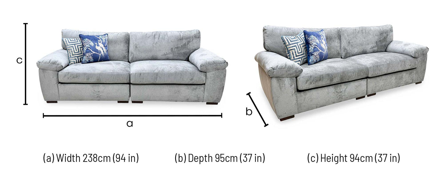 'Salerno' Light Grey Fabric Standard Back 4 Seater Split Frame Sofa Very.com