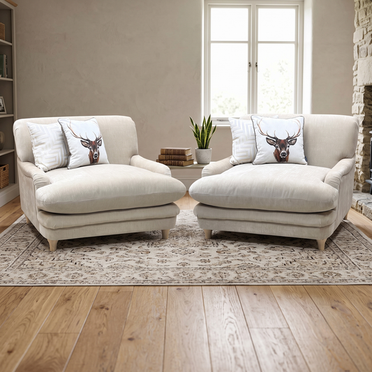 ‘Plumpton’ Sahara Beige Chenille Fabric Armchairs - Set of 2 Very.com