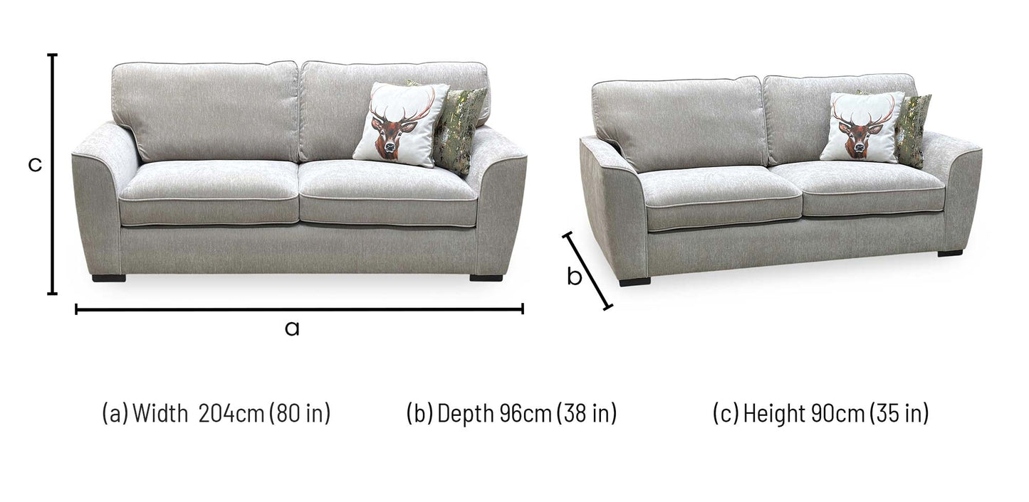 ‘Harlow’ Light Grey Fabric Standard Back 3 Seater Sofa Very.com