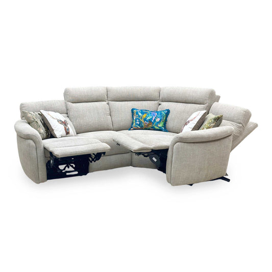 ‘Dublin’ Anivia Khaki Fabric Power Recliner Corner Sofa with Power Headrest Furniture Village
