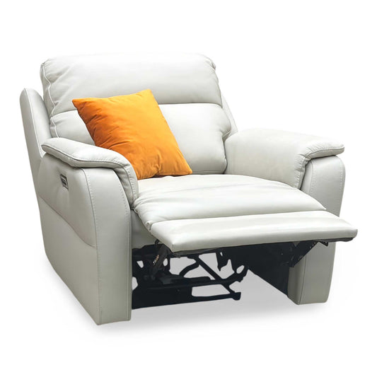 Nicoletti ‘Vito’ Torello Ice 371 Leather Power Recliner Chair with Power Headrest and Power Lumbar Furniture Village