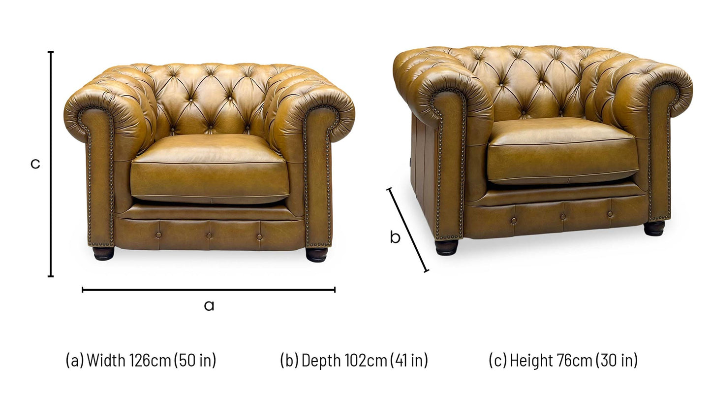 At The Helm ‘Shackleton’ X3y1-1957ls Inca Brown Leather Chesterfield Chair Furniture Village