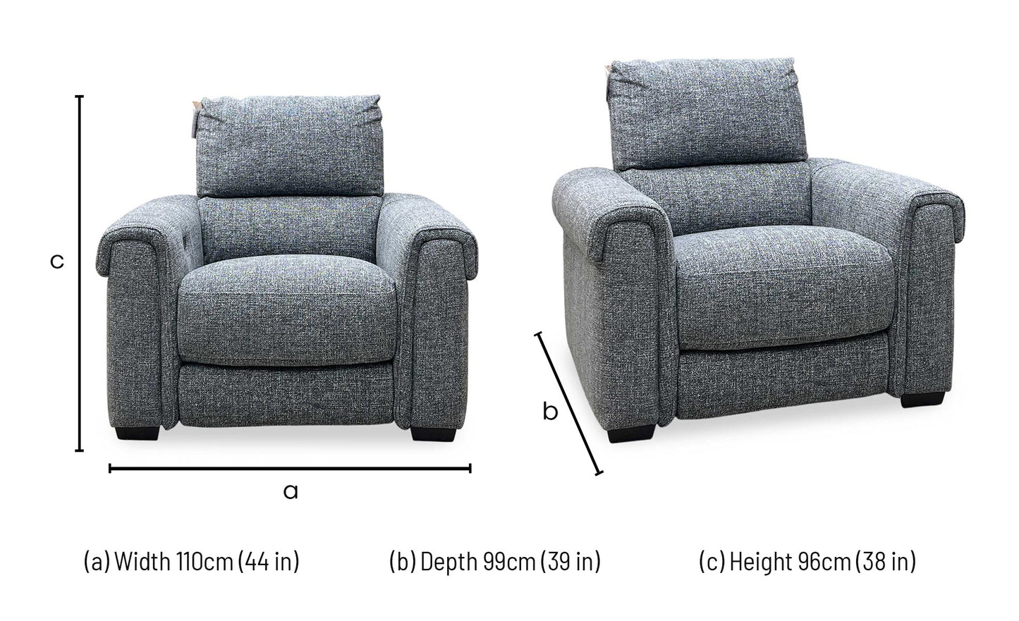 ‘Nixon’ Gun Metal Grey Fabric Power Recliner Chair Furniture Village