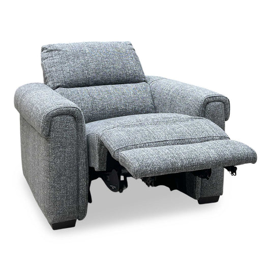 ‘Nixon’ Gun Metal Grey Fabric Power Recliner Chair Furniture Village