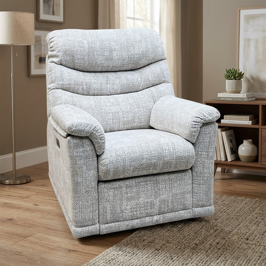 G Plan ‘Malvern’ B045 Aerial Horizon Grey Fabric Power Recliner Armchair Furniture Village