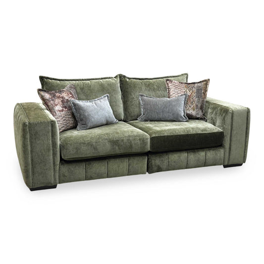 ‘Garland’ California Olive Green Dw Ft Fabric 4 Seater Split Frame Sofa Furniture Village