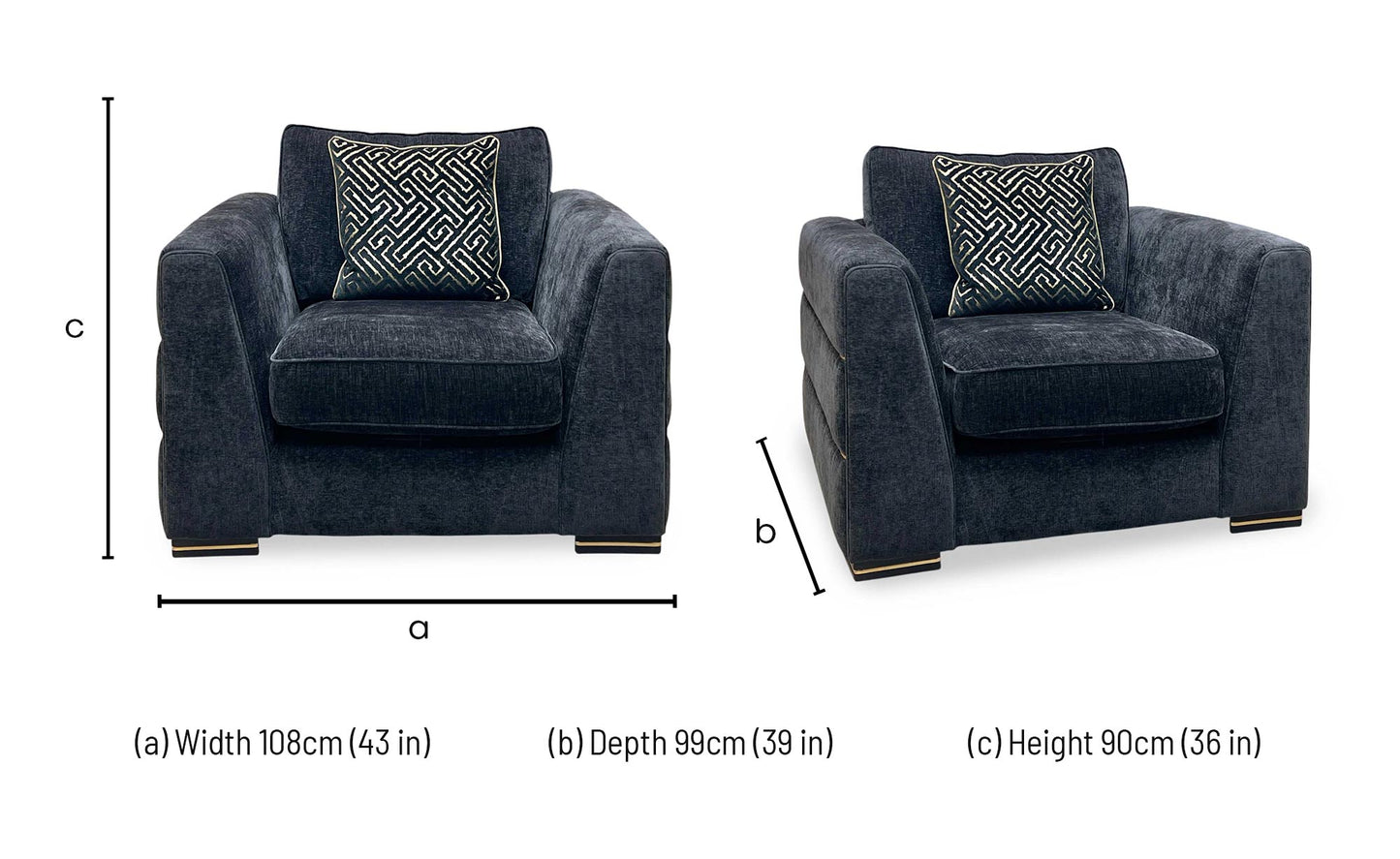 ‘Bellissimo’ Mirage Black - Gold Cp Fabric Chair Furniture Village