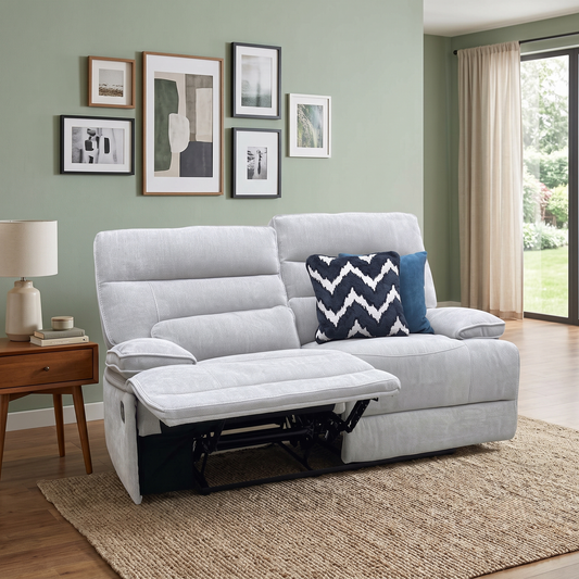 ‘Olivia’ Grey Fabric Manual Recliner 2 Seater Sofa Thornbrook (a Joseph James brand)