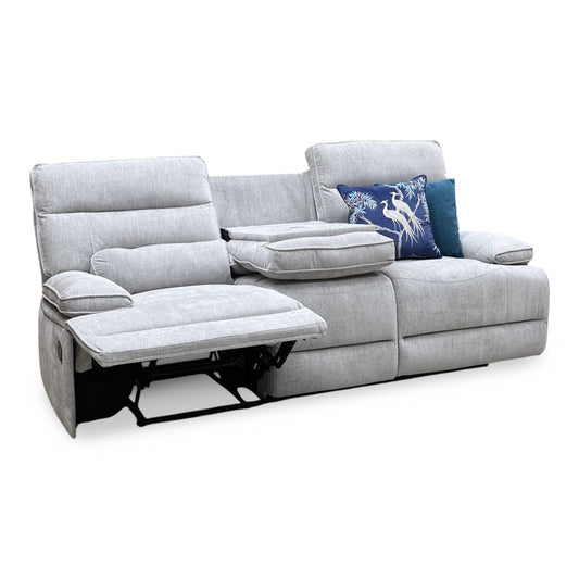 ‘Olivia’ Grey Fabric Manual Recliner 3 Seater Sofa Thornbrook (a Joseph James brand)