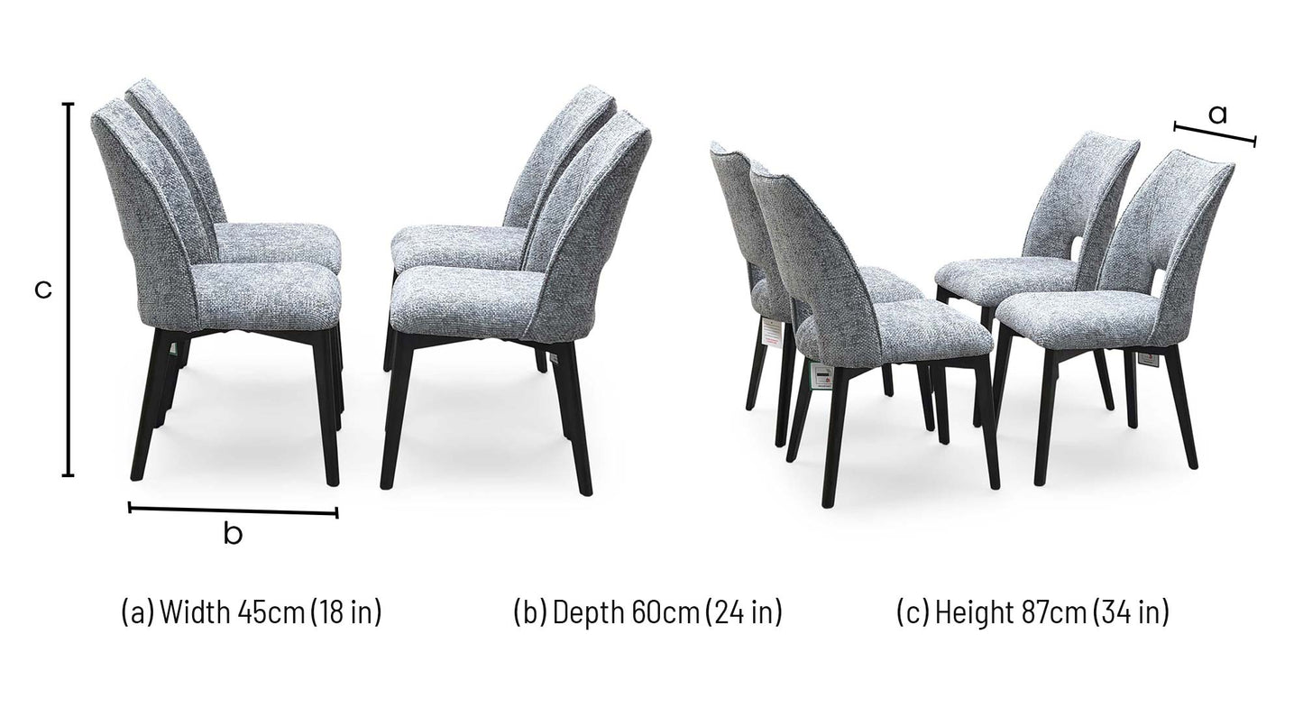 ‘Valley’ Light Grey Fabric Dining Chairs - Set of 4 Thornbrook (a Joseph James brand)