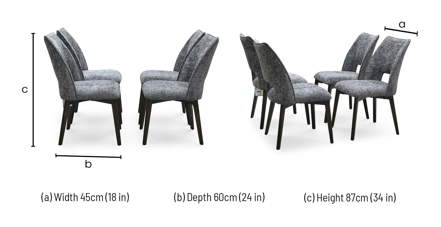‘Valley’ Dark Grey Fabric Dining Chairs - Set of 4 Thornbrook (a Joseph James brand)