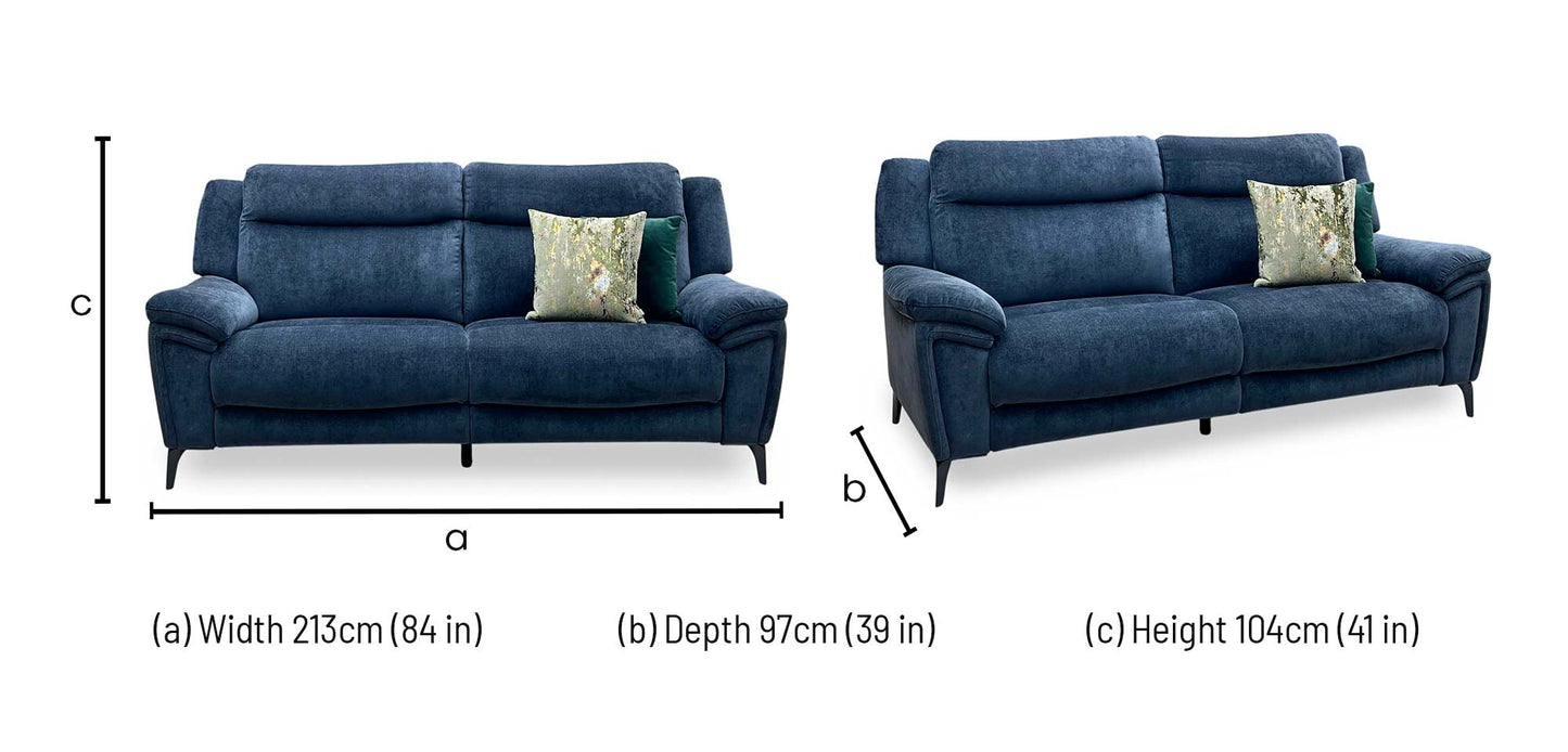 ‘Panache’ Manhattan Indigo Fabric 3 Seater Sofa Furniture Village