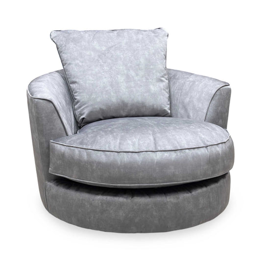 'Legend' Sublime Armour Grey Fabric Swivel Chair Furniture Village