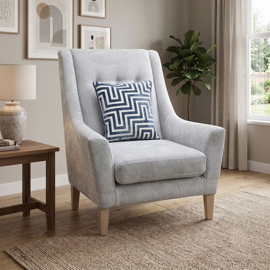 'Legend' Kingston Silver Fabric Designer Accent Chair Furniture Village