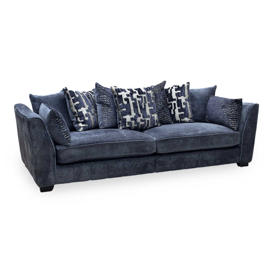 ‘Allure’ Coco Indigo Fabric 4 Seater Scatter Back Split Frame Sofa Furniture Village