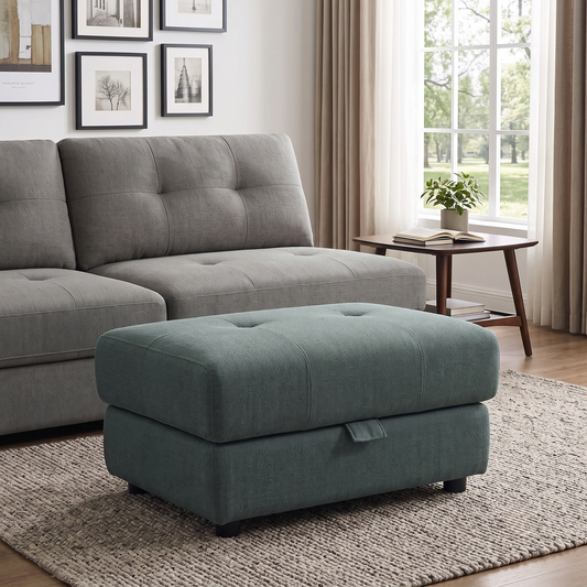 'Goliath' Oxford 94019 Moss Green Fabric Storage Footstool Furniture Village