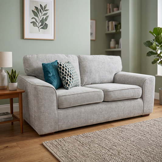 'Emilia' Silver Woven Fabric 2 Seater Sofa Furniture Village