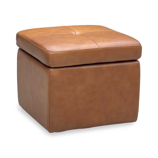 World of Leather ‘Easy Tray’ Nc-334e Pecan Brown Leather Storage Footstool Furniture Village