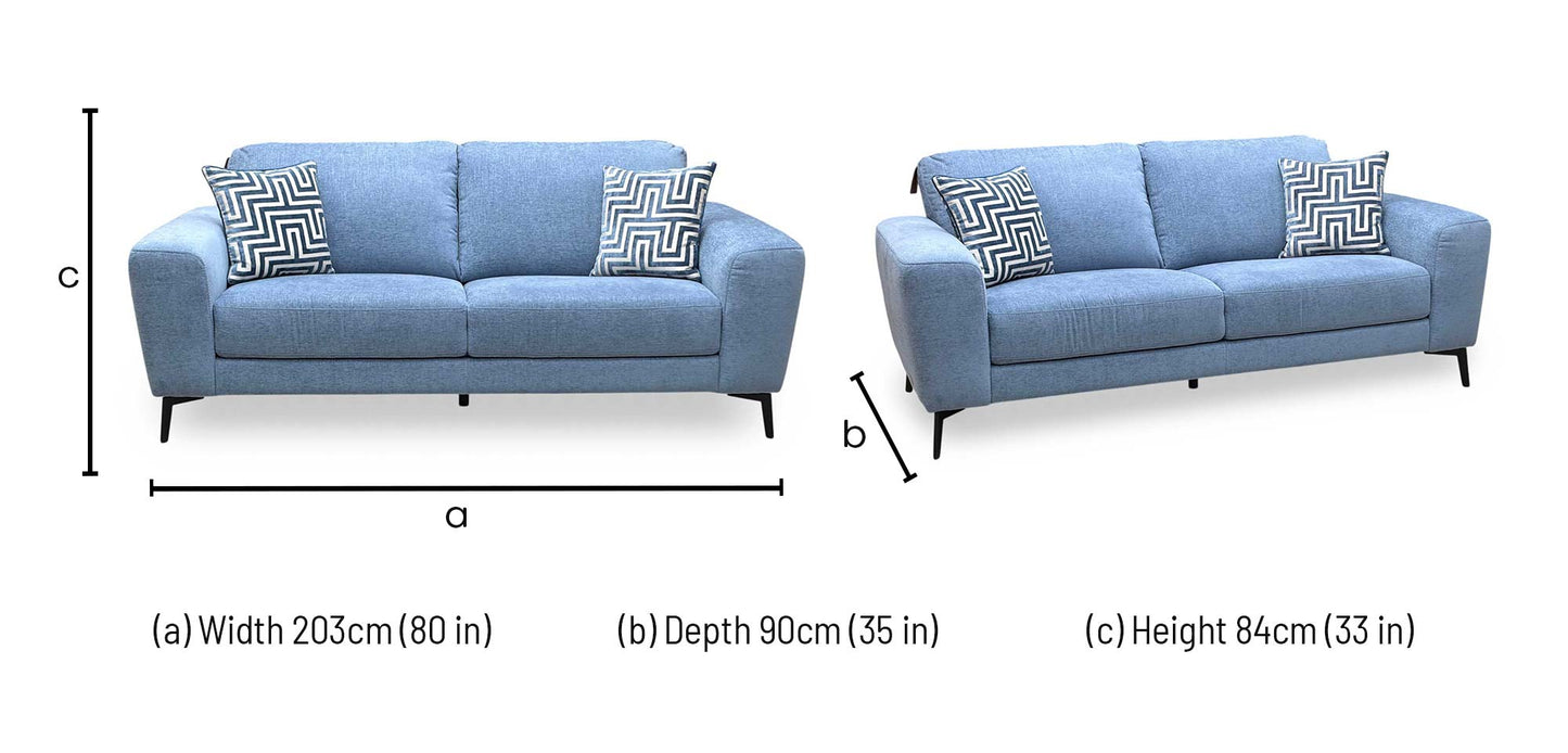 ‘Bocelli’ Shore Indigo Light Blue Fabric 3 Seater Sofa Furniture Village