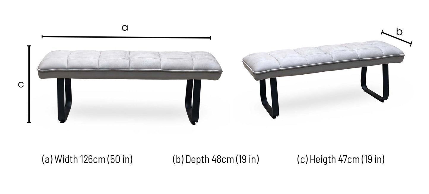‘Luno’ Taupe Faux Leather Low Bench Furniture Village