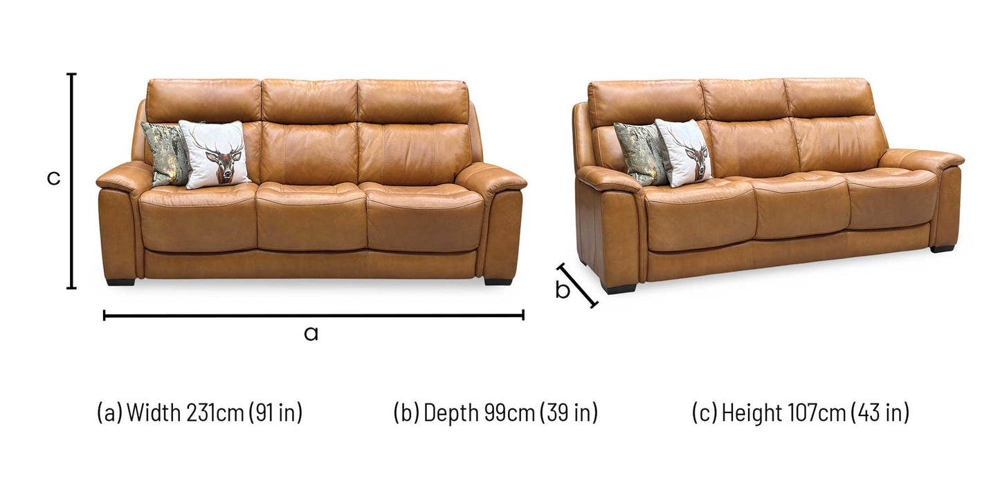 Comfort Story ‘Chill’ Saddle Brown Leather 3 Seater Sofa Furniture Village
