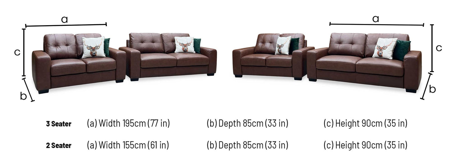 ‘Miller’ Brown Italian Leather 3 + 2 Seater Sofa Set Very.com