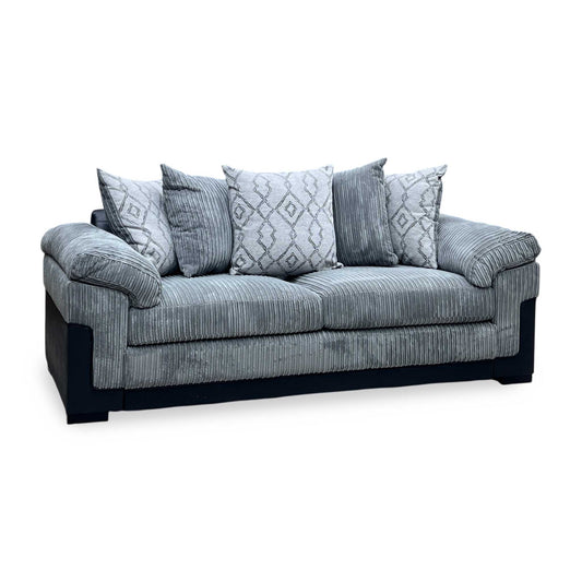 ‘Marissa’ Grey Jumbo Cord Fabric 3 Seater Scatter Back Sofa Very.com