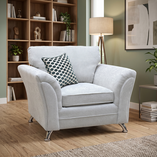 ‘Dury’ Silver Chunky Weave Fabric Armchair Very.com