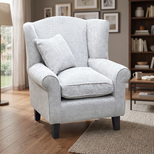 ‘Denton’ Natural Chunky Weave Fabric Wing Chair Very.com