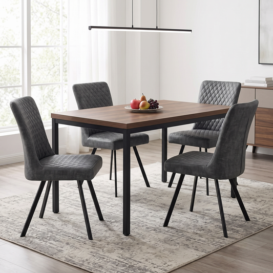 ‘Earth’ Graphite Grey Faux Leather Set of 4 Dining Chairs