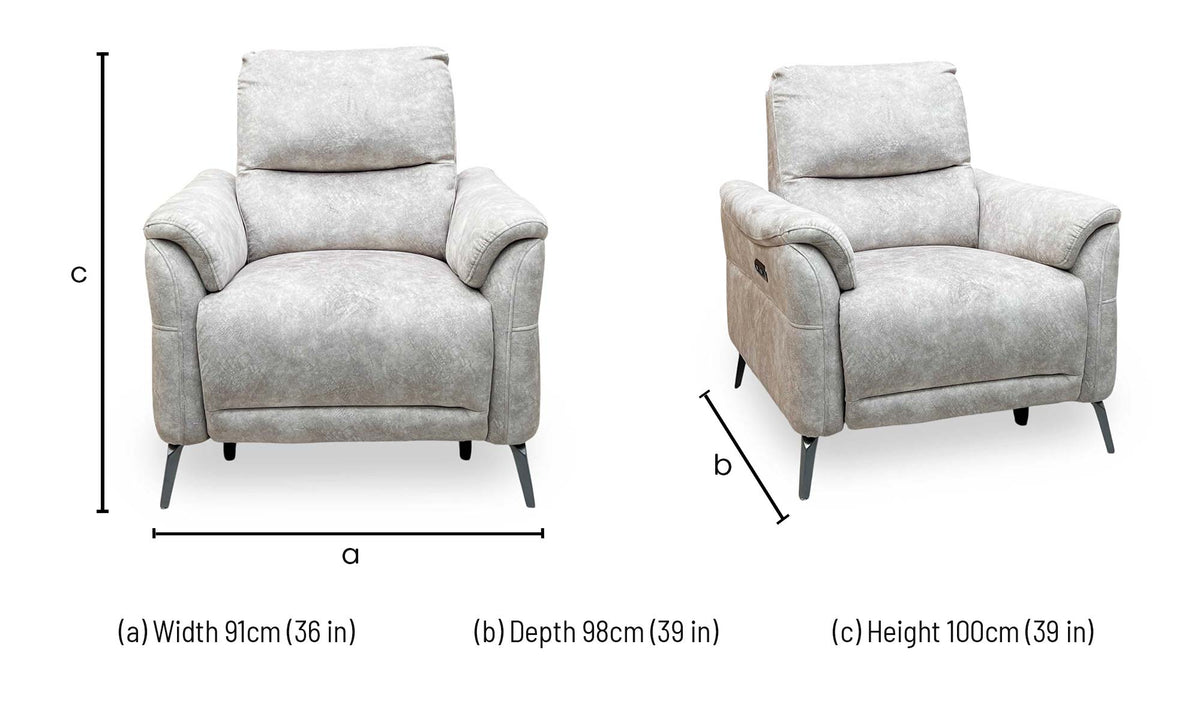 ‘Daytona’ Marble Cream Velvet Fabric Power Recliner Chair Furniture Village