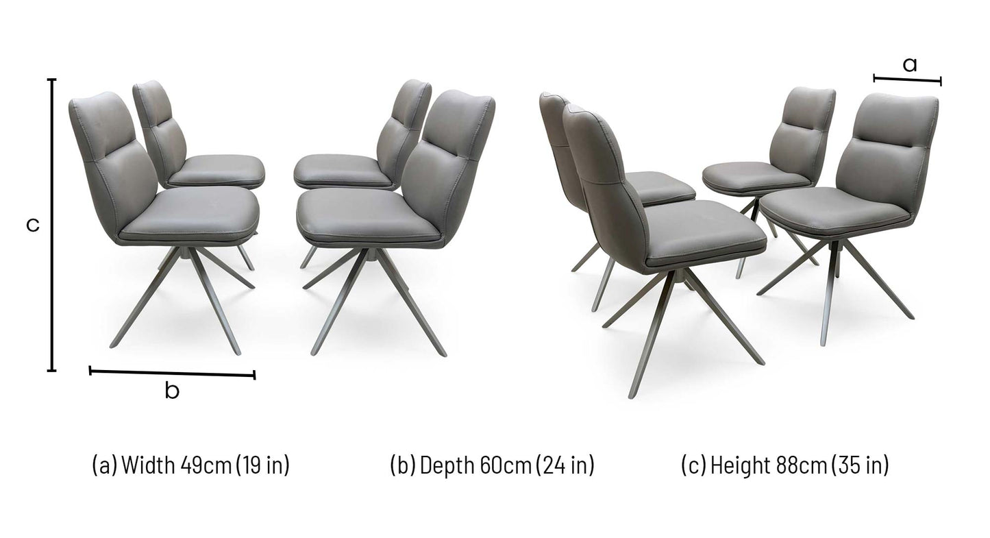 'Quattro' Taupe Faux Leather Set of 4 Swivel Dining Chairs Furniture Village