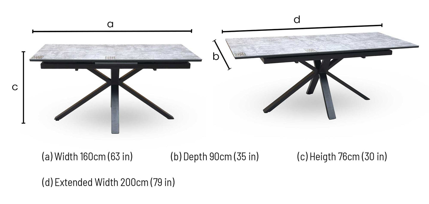 ‘Moon’ Concrete Effect 160cm Pop Up Extending Dining Table Furniture Village