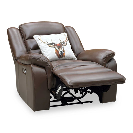 ‘Berlin’ Cognac Brown Leather Power Recliner Armchair Direct From Manufacturer