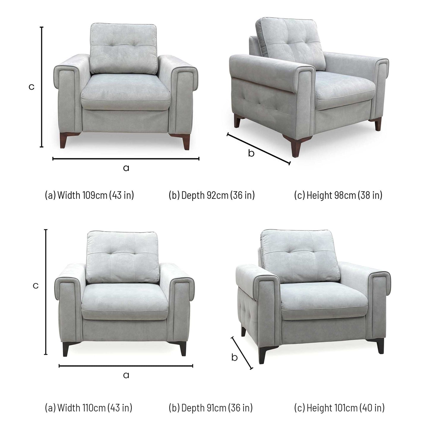 ‘Zoom’ Nappe Grey Nv-0107 Velvet Chair Set - Chair Sofa Bed + Standard Chair