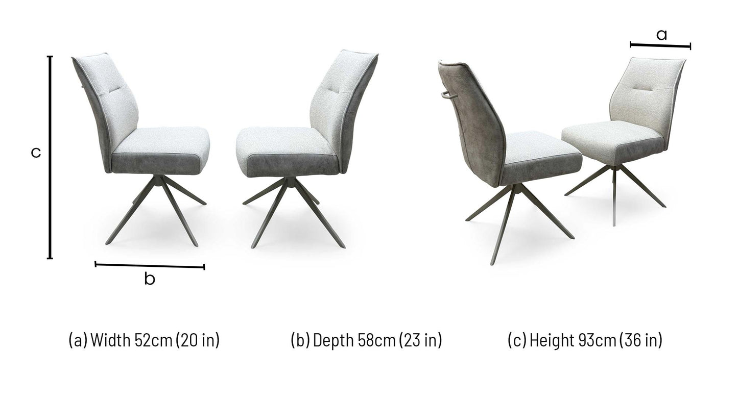 ‘Mirage’ Neutral Fabric Swivel Dining Chairs - Set of 2