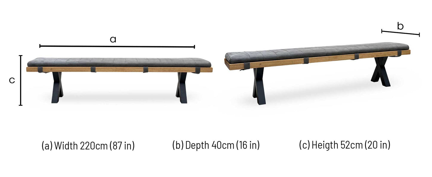 Bodahl 'Njord' 1 Oil Solid Oak 220cm Dining Bench + Grey Bench Pad