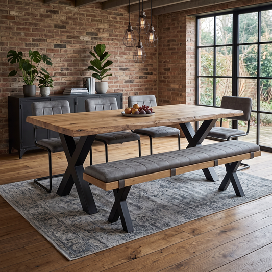 Bodahl 'Njord' 1 Oil Solid Oak 220cm Dining Bench + Grey Bench Pad