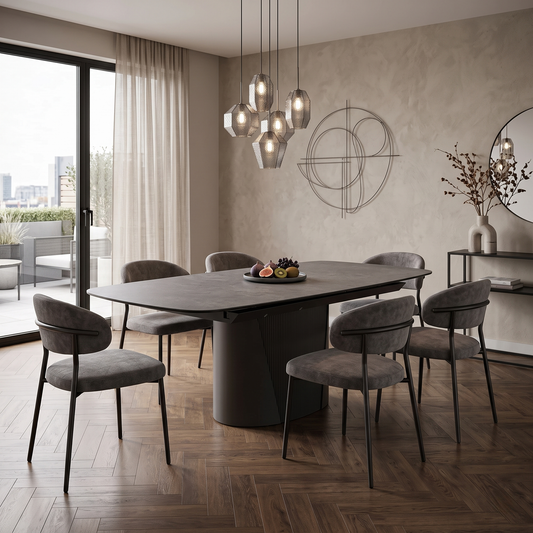 ‘Icon’ Bronze Ceramic Top Large Extending Dining Table – view 2