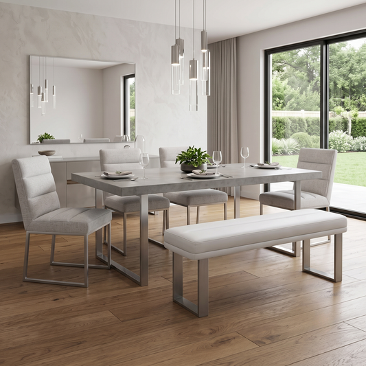 ‘Avorio’ Neutral Faux Leather Low Dining Bench – view 2
