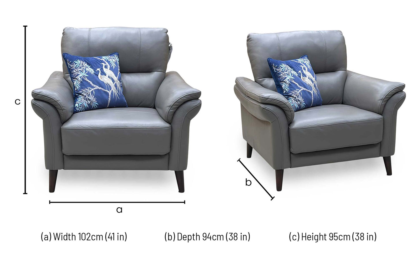 ‘Winner' Oslo Cat-40_15 Elephant Grey Leather Armchair – view 10