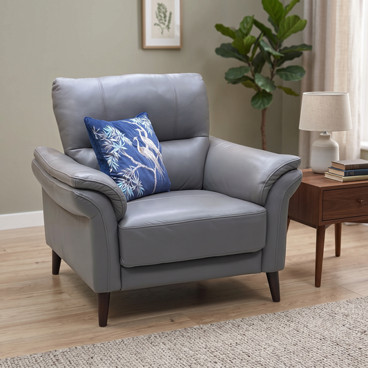 ‘Winner' Oslo Cat-40_15 Elephant Grey Leather Armchair – view 2