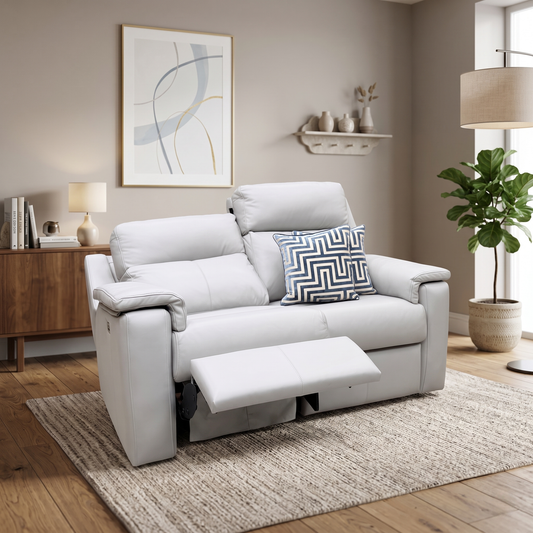 G Plan ‘Thornbury’ H006 Oxford Light Grey Leather 2 Seater Power Recliner Sofa with Power Headrests and Power Lumbar