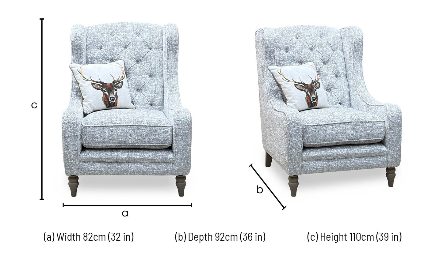 ‘Palace’ Chantilly Damask Anchor Grey Fabric Button Back Winged Accent Chair – view 7